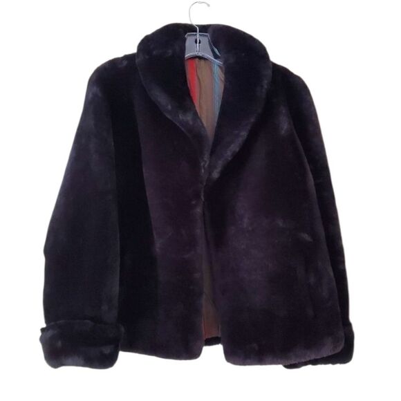 Vintage Faux Fur Coat Black Size Medium - Picture 1 of 15